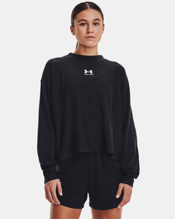 Women's UA Rival Terry Oversized Crew in Black image number 0
